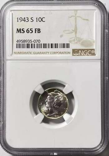 1943 S Mercury Dime NGC MS-65 FB