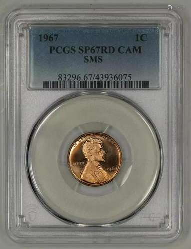 1967 SMS LINCOLN MEMORIAL CENT PENNY 1C PCGS SP 67 RED - SPE...