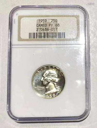 1959 P Quarter Dollars NGC PF-68 CAMEO