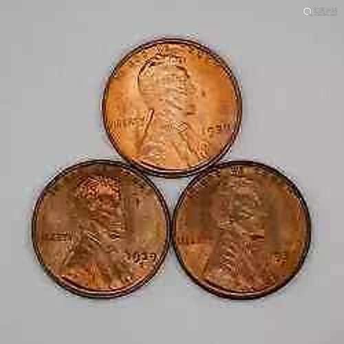 1939 P / D / S LINCOLN WHEAT CENT 1C CHOICE BU UNC RB/RED - ...