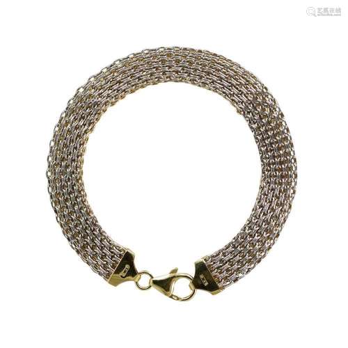 14K Two Tone Mesh Link Bracelet 7.3gr