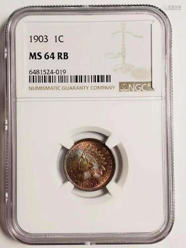 1903 P Small Cent Indian Head NGC MS-64 RB