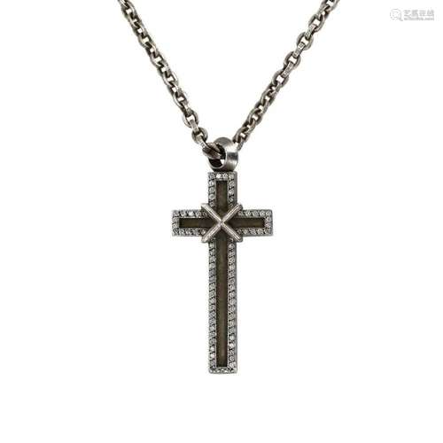 Chrome Hearts Diamond Cross 3 Maple Thorpe Sterling Necklace...