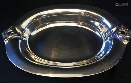 Royal Danish Antique Sterling Silver Tray Weighs 19.8 ozt - ...