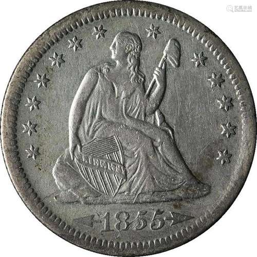 1855-S Seated Liberty Quarter Arrows Nice XF Details Key Dat...