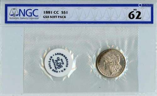 1881-CC GSA HOARD Soft Pack S$1 PMG MS62