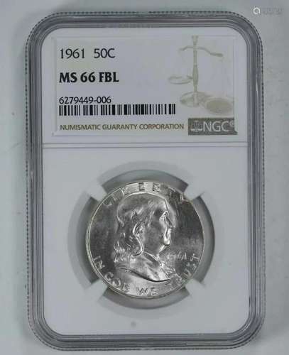 1961 FRANKLIN HALF DOLLAR 50C PCGS MS 66 FBL MINT UNC - FULL...