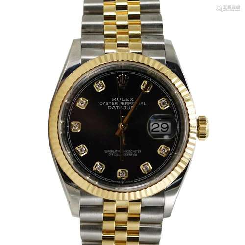 Men's Two-Tone Rolex Diamond Dial Wristwatch