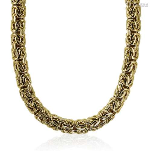 14K Yellow Gold Woven Link Necklace 73.5g