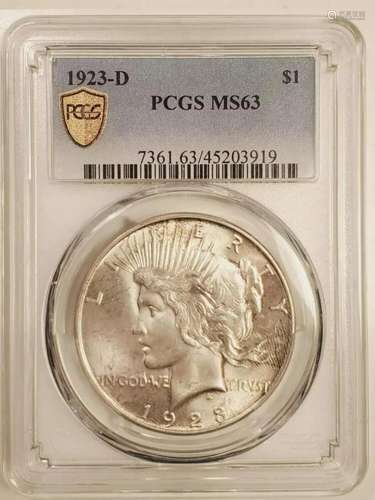 1923 D Peace Dollar PCGS MS-63