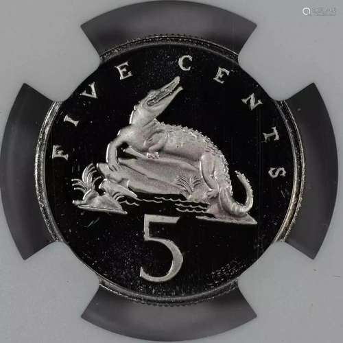 1975 FM PROOF JAMAICA AMERICAN CROCODILE 5C FIVE CENTS NGC P...