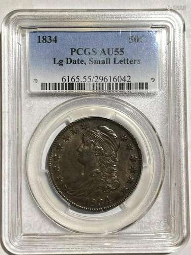 1834 P Half Capped Bust PCGS AU-55 Large Date Small Letters