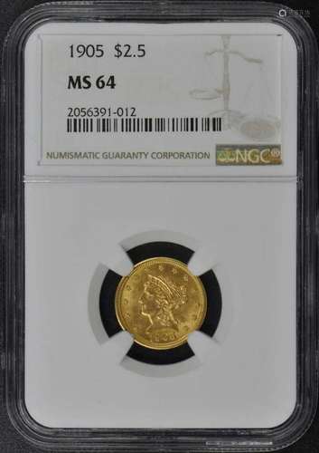 1905 Quarter Eagle $2.50 NGC MS64