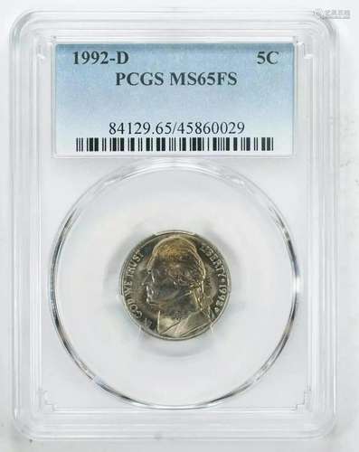 1992 D JEFFERSON NICKEL 5C PCGS MS 65 FS MINT STATE UNC - FU...