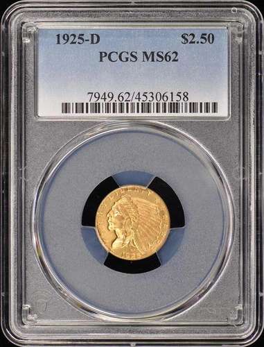 1925-D $2.50 Indian Head PCGS MS62