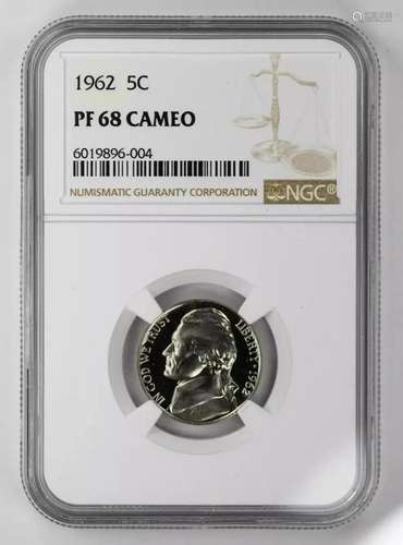 1962 PROOF JEFFERSON NICKEL 5C NGC CERTIFIED PF 68 - CAMEO (...