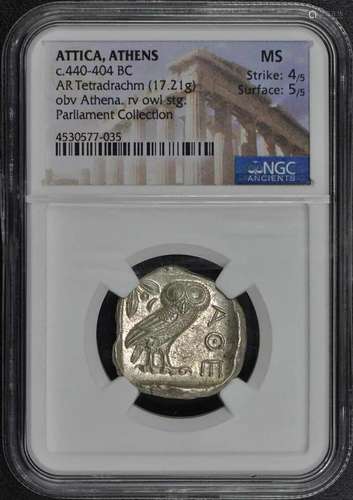 c.440-404 BC ATTICA ATHENS AR Tetradrachm NGC MS60