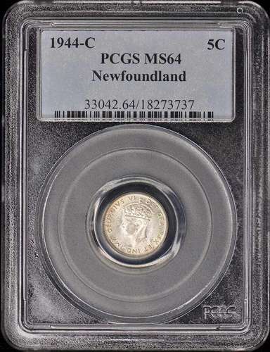 1944-C 5C Mint State - George VI PCGS MS64