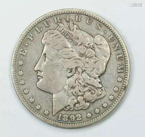 1892 CC MORGAN SILVER DOLLAR $1 VF VERY FINE (5143)