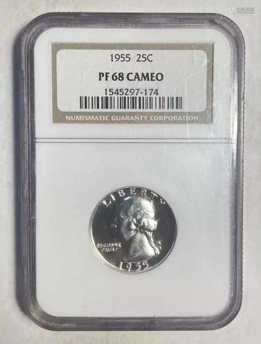 1955 P Quarter Dollars NGC PF-68 CAMEO