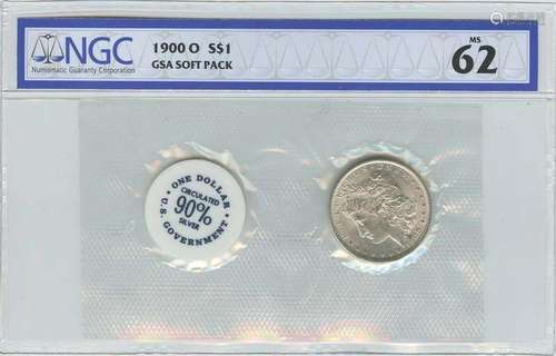 1900-O Morgan Dollar GSA SOFT PACK S$1 NGC MS62