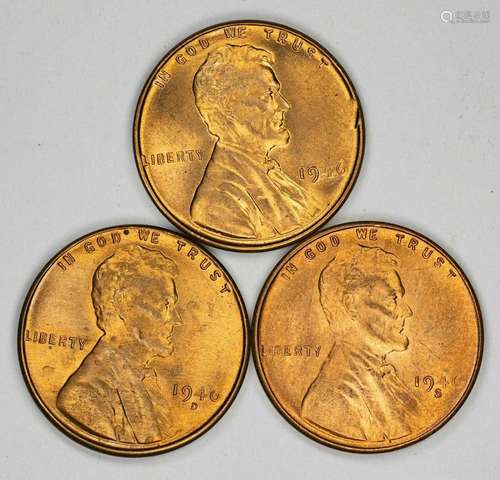 1946 P / D / S LINCOLN WHEAT CENT PENNY 1C GEM BU BRILLIANT ...