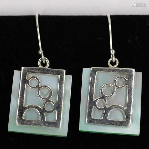 STERLING SILVER MINT GREEN SQUARE BUBBLE DESIGN EARRINGS 925...