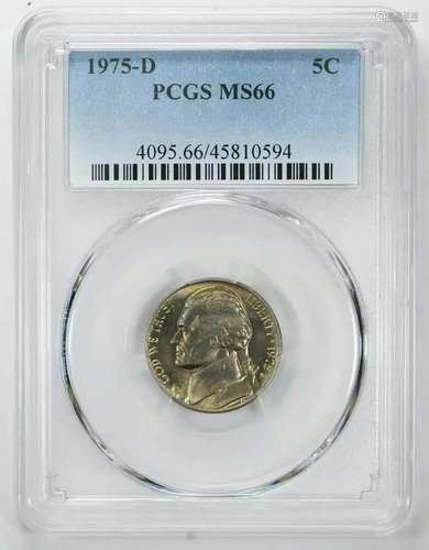 1975 D JEFFERSON NICKEL 5C PCGS CERTIFIED MS 66 MINT STATE U...