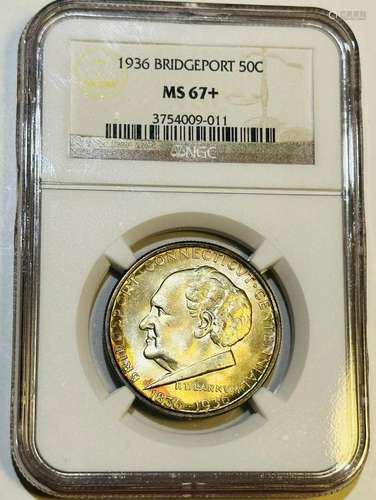 1936 P NGC MS-67+ BRIDGEPORT Rainbow Toning