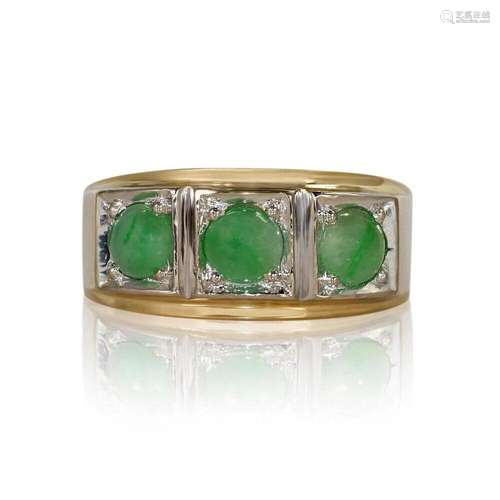 14K Yellow Gold Vintage Jade Ring 9gr