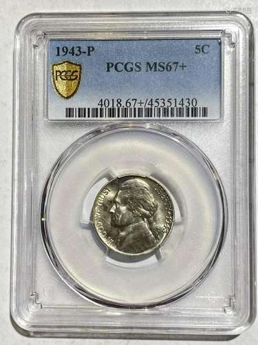 1943 P Nickel Jefferson PCGS MS-67+