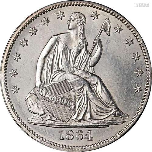 1864-P Seated Half Dollar Choice BU Details - Civil War Date...