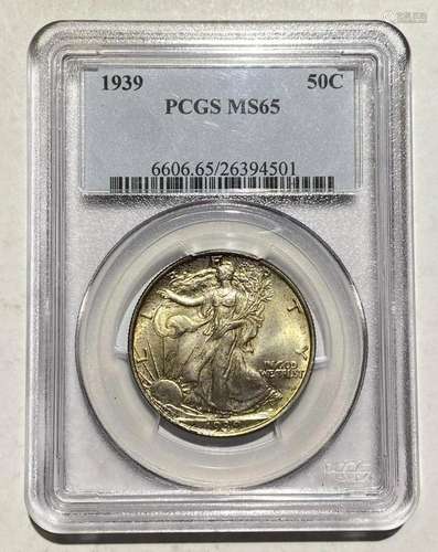 1939 P Walking Half Dollar PCGS MS-65 some color