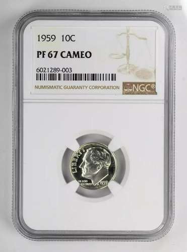 1959 PROOF ROOSEVELT DIME 10C NGC CERTIFIED PF 67 CAMEO (003...