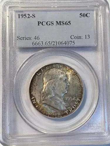 1952 S Franklin Half Dollar PCGS MS-65 Original Toning