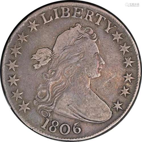 1806 Bust Half Dollar Pointed '6' No Stem Through Cl...