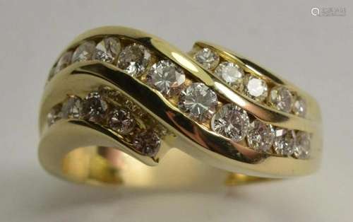 Ladies Ribbon Style Estate Diamond Ring 14k Yellow Gold 1.00...