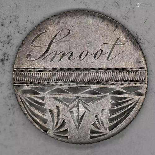 1892 BARBER DIME 10C SILVER - LOVE TOKEN "SMOOT" (...