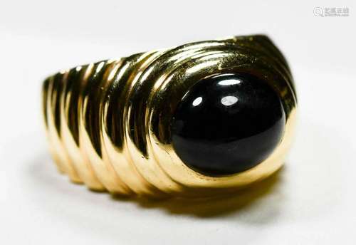 14K Yellow Gold Black Oval Onyx ring 13.9g Unisex Size 9 1/2...