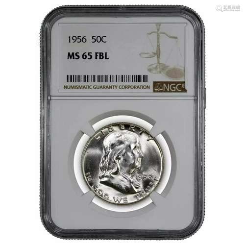 1956 FRANKLIN HALF DOLLAR 50C NGC MS 65 FBL MINT UNC - FULL ...