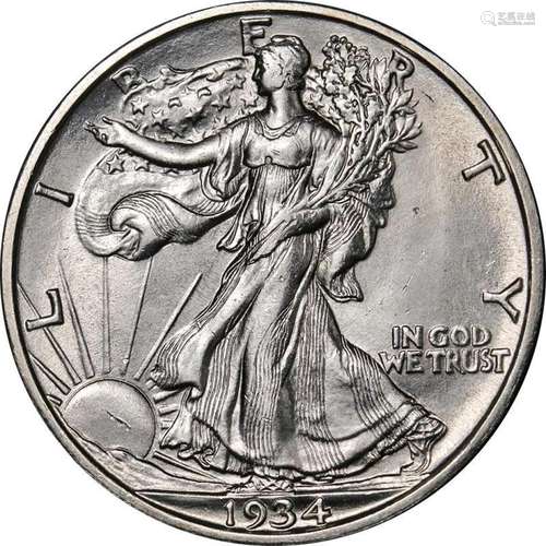 1934-S Walking Liberty Half Choice BU Blast White Superb Eye...