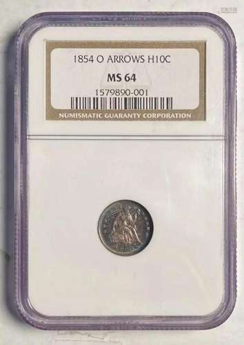 1854 O Half Dimes Liberty Seated NGC MS-64 O