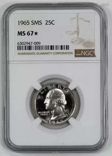 1965 SMS WASHINGTON QUARTER 25C NGC CERTIFIED MS 67* MINT UN...