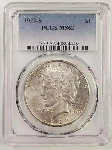 1922 S Peace Dollar PCGS MS-62