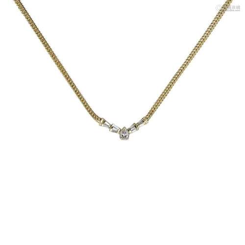 14K Yellow Gold Diamond Necklace .48ct Ctr Diamond 10.5gr