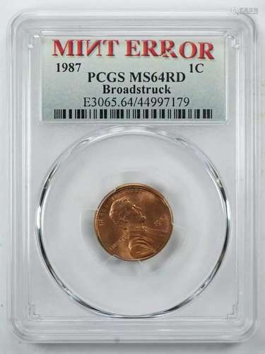 1987 LINCOLN MEMORIAL CENT PENNY 1C PCGS MS 64 RED UNC - ERR...