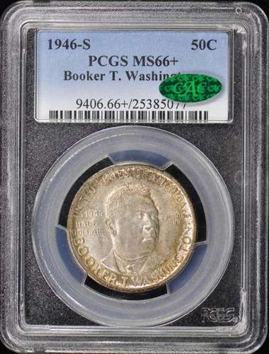 WASHINGTON BOOKER T. 1946-S 50C Silver Commem PCGS MS66+ CAC