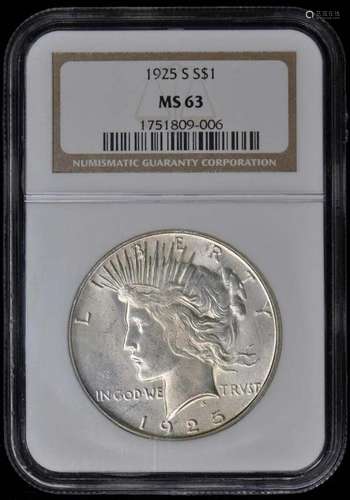 1925 S Peace Dollar S$1 NGC MS63