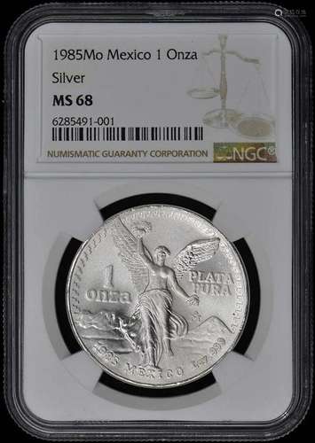 1985 MO MEXICO SILVER LIBERTAD 1 ONZA NGC MS68