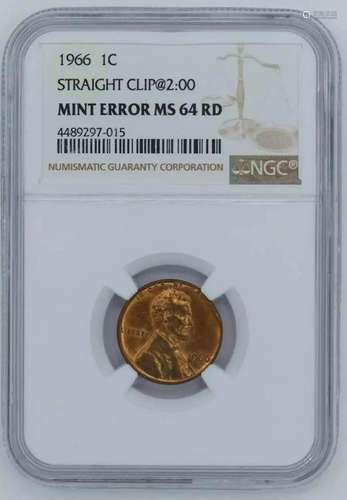 1966 LINCOLN MEMORIAL CENT PENNY 1C NGC MS 64 RED UNC - ERRO...